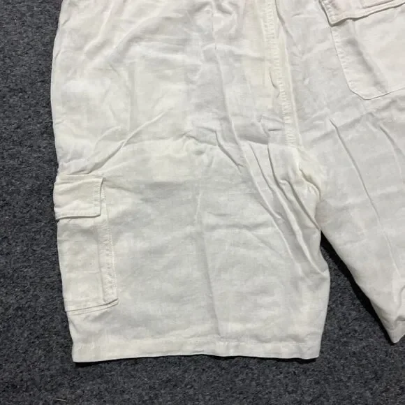 CUBAVERA Shorts Mens Size Extra Large White Linen Drawstring Cargo Pocket - Picture 12 of 14